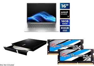 HP ProBook 4 G1a 16" Notebook - AMD Ryzen 7 250 - 16GB - 512GB SSD - Pike Silver - Windows 11 Pro - AMD Radeon 780M - Webcam - Wi-Fi 6 - ASUS USB 2.0 Slim CD/DVD Re-writer - G.SKILL Ripjaws 32GB DDR4 3200 Laptop Memory HP ProBook 4 G1a 16" Notebook - AMD Ryzen 7 250 - 16GB - 512GB SSD - Pike Silver - Windows 11 Pro - AMD Radeon 780M - Webcam - Wi-Fi 6 - ASUS USB 2.0 Slim CD/DVD Re-writer - G.SKILL Ripjaws 32GB DDR4 3200 Laptop Memory