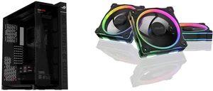 ASUS ROG Cronox Full Tower Gaming PC Case with Curved Tempered-Glass, supports 400mm GPUs, EATX/BTF motherboards, 9.2" LCD. Includes ASUS Prime MR120 ARGB fan triple pack, 28mm thick, PWM control, 20 ARGB LEDs, Aura Sync compatible ASUS ROG Cronox Full Tower Gaming PC Case with Curved Tempered-Glass, supports 400mm GPUs, EATX/BTF motherboards, 9.2" LCD. Includes ASUS Prime MR120 ARGB fan triple pack, 28mm thick, PWM control, 20 ARGB LEDs, Aura Sync compatible