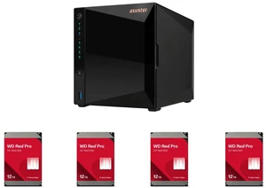Asustor AS3304T v2 Drivestor 4 Pro Gen2 4 Bay NAS, Quad-Core 1.7GHz CPU, 2.5GbE Port, 2GB DDR4 (Diskless) 4 x WD Red Pro 12TB 7200 RPM 512MB Cache SATA 6.0Gb/s 3.5" Internal Hard Drive - WD122KFBX Asustor AS3304T v2 Drivestor 4 Pro Gen2 4 Bay NAS, Quad-Core 1.7GHz CPU, 2.5GbE Port, 2GB DDR4 (Diskless) 4 x WD Red Pro 12TB 7200 RPM 512MB Cache SATA 6.0Gb/s 3.5" Internal Hard Drive - WD122KFBX