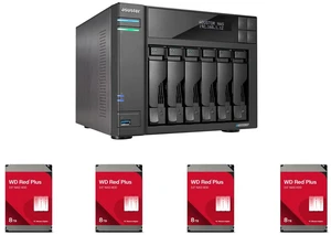 Asustor Lockerstor 6 Gen 2 AS6706T 6 Bay NAS, Quad-Core 2.0GHz, Dual 2.5GbE Ports, 8GB RAM DDR4, Four M.2 SSD Slots (Diskless) 4 x WD Red Plus 8TB 5640 RPM 256MB Cache SATA 6.0Gb/s 3.5" Hard Drives -WD80EFPX Asustor Lockerstor 6 Gen 2 AS6706T 6 Bay NAS, Quad-Core 2.0GHz, Dual 2.5GbE Ports, 8GB RAM DDR4, Four M.2 SSD Slots (Diskless) 4 x WD Red Plus 8TB 5640 RPM 256MB Cache SATA 6.0Gb/s 3.5" Hard Drives -WD80EFPX