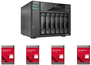 Asustor Lockerstor 6 Gen 2 AS6706T 6 Bay NAS, Quad-Core 2.0GHz, Dual 2.5GbE Ports, 8GB RAM DDR4, Four M.2 SSD Slots (Diskless) 4 x WD Red Pro 8TB 7200 RPM 256MB Cache SATA 6.0Gb/s 3.5" Internal Hard Drive Bare Drive - WD8005FFBX Asustor Lockerstor 6 Gen 2 AS6706T 6 Bay NAS, Quad-Core 2.0GHz, Dual 2.5GbE Ports, 8GB RAM DDR4, Four M.2 SSD Slots (Diskless) 4 x WD Red Pro 8TB 7200 RPM 256MB Cache SATA 6.0Gb/s 3.5" Internal Hard Drive Bare Drive - WD8005FFBX
