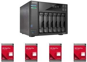 Asustor Lockerstor 6 Gen 2 AS6706T 6 Bay NAS, Quad-Core 2.0GHz, Dual 2.5GbE Ports, 8GB RAM DDR4, Four M.2 SSD Slots (Diskless) 4 x WD Red Pro 12TB 7200 RPM 512MB Cache SATA 6.0Gb/s 3.5" Internal Hard Drive - WD122KFBX Asustor Lockerstor 6 Gen 2 AS6706T 6 Bay NAS, Quad-Core 2.0GHz, Dual 2.5GbE Ports, 8GB RAM DDR4, Four M.2 SSD Slots (Diskless) 4 x WD Red Pro 12TB 7200 RPM 512MB Cache SATA 6.0Gb/s 3.5" Internal Hard Drive - WD122KFBX