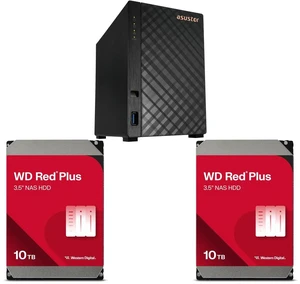 Asustor AS1202T Drivestor 2 Gen 2 ,2 Bay NAS, Quad-Core 1.7GHz CPU, 2.5GbE Port, 1GB DDR4, Three USB 3.0 (Diskless) 2 x WD Red Plus 10TB NAS Hard Disk Drive - 7200 RPM Class SATA 6Gb/s, CMR, 512MB Cache, 3.5 Inch - WD100EFGX Asustor AS1202T Drivestor 2 Gen 2 ,2 Bay NAS, Quad-Core 1.7GHz CPU, 2.5GbE Port, 1GB DDR4, Three USB 3.0 (Diskless) 2 x WD Red Plus 10TB NAS Hard Disk Drive - 7200 RPM Class SATA 6Gb/s, CMR, 512MB Cache, 3.5 Inch - WD100EFGX