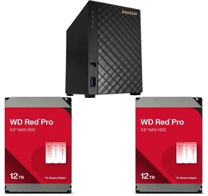 Asustor AS1202T Drivestor 2 Gen 2 ,2 Bay NAS, Quad-Core 1.7GHz CPU, 2.5GbE Port, 1GB DDR4, Three USB 3.0 (Diskless) 2 x WD Red Pro 12TB 7200 RPM 512MB Cache SATA 6.0Gb/s 3.5" Internal Hard Drive - WD122KFBX Asustor AS1202T Drivestor 2 Gen 2 ,2 Bay NAS, Quad-Core 1.7GHz CPU, 2.5GbE Port, 1GB DDR4, Three USB 3.0 (Diskless) 2 x WD Red Pro 12TB 7200 RPM 512MB Cache SATA 6.0Gb/s 3.5" Internal Hard Drive - WD122KFBX