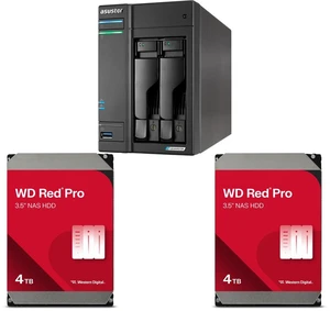 Asustor AS6702T v2 Lockerstor 2 Gen2+ 2 Bay NAS - Intel Celeron N5105 (2.0GHz)CPU - 4GB RAM DDR4 - 4x M.2 SSD Slots (Diskless) - 2x 5GbE 2 x WD Red Pro 4TB 7200 RPM 256MB Cache SATA 6.0Gb/s 3.5" Internal Hard Drive Bare Drive - WD4005FFB Asustor AS6702T v2 Lockerstor 2 Gen2+ 2 Bay NAS - Intel Celeron N5105 (2.0GHz)CPU - 4GB RAM DDR4 - 4x M.2 SSD Slots (Diskless) - 2x 5GbE 2 x WD Red Pro 4TB 7200 RPM 256MB Cache SATA 6.0Gb/s 3.5" Internal Hard Drive Bare Drive - WD4005FFB