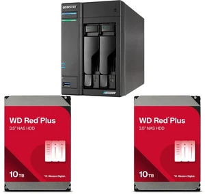 Asustor AS6702T v2 Lockerstor 2 Gen2+ 2 Bay NAS - Intel Celeron N5105 2.0GHz CPU - 4GB DDR4 RAM - 4x M.2 SSD Slots (Diskless) - 2x 5GbE - 2 x WD Red Plus 10TB NAS HDD - 7200 RPM SATA 6Gb/s, CMR, 512MB Cache, 3.5 Inch - WD100EFGX Asustor AS6702T v2 Lockerstor 2 Gen2+ 2 Bay NAS - Intel Celeron N5105 2.0GHz CPU - 4GB DDR4 RAM - 4x M.2 SSD Slots (Diskless) - 2x 5GbE - 2 x WD Red Plus 10TB NAS HDD - 7200 RPM SATA 6Gb/s, CMR, 512MB Cache, 3.5 Inch - WD100EFGX