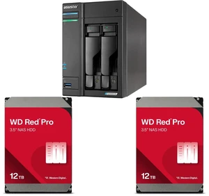 Asustor AS6702T v2 Lockerstor 2 Gen2+ 2 Bay NAS - Intel Celeron N5105 (2.0GHz)CPU - 4GB RAM DDR4 - 4x M.2 SSD Slots (Diskless) - 2x 5GbE 2 x WD Red Pro 12TB 7200 RPM 512MB Cache SATA 6.0Gb/s 3.5" Internal Hard Drive - WD122KFBX Asustor AS6702T v2 Lockerstor 2 Gen2+ 2 Bay NAS - Intel Celeron N5105 (2.0GHz)CPU - 4GB RAM DDR4 - 4x M.2 SSD Slots (Diskless) - 2x 5GbE 2 x WD Red Pro 12TB 7200 RPM 512MB Cache SATA 6.0Gb/s 3.5" Internal Hard Drive - WD122KFBX