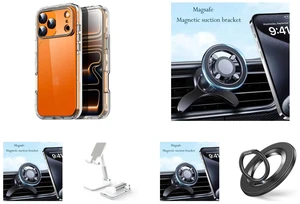 SZYG for Apple iPhone 17 Pro Max Hard Clear Phone Case Shockproof Heavy Duty 3 Layers Military-Grade Protection Cover for iPhone 17 Pro Max 6.9 Inch 2025 and 360° Rotation Strong Magnetic Mag Safe Air Vent Car Mount Dashboard Phone Holder and Cell Phone Stand, Foldable Height Angle Adjustable Cell Phone Holder for Desk, Portable Desktop Stand Compatible with All Mobile Phones, White and For MagSafe Phone Grip, Magnetic Phone Ring Holder | 360° Rotation, Double-Sided Magnet, Cell Phone Grip Finger Holder Kickstand for Apple iPhone 17 Pro Max SZYG for Apple iPhone 17 Pro Max Hard Clear Phone Case Shockproof Heavy Duty 3 Layers Military-Grade Protection Cover for iPhone 17 Pro Max 6.9 Inch 2025 and 360° Rotation Strong Magnetic Mag Safe Air Vent Car Mount Dashboard Phone Holder and Cell Phone Stand, Foldable Height Angle Adjustable Cell Phone Holder for Desk, Portable Desktop Stand Compatible with All Mobile Phones, White and For MagSafe Phone Grip, Magnetic Phone Ring Holder | 360° Rotation, Double-Sided Magnet, Cell Phone Grip Finger Holder Kickstand for Apple iPhone 17 Pro Max