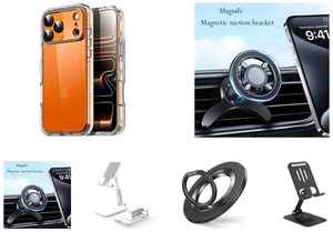 SZYG for Apple iPhone 17 Pro Max Hard Clear Phone Case Shockproof Heavy Duty 3 Layers Military-Grade Protection Cover for iPhone 17 Pro Max 6.9 Inch 2025 and 360° Rotation Strong Magnetic Mag Safe Air Vent Car Mount Dashboard Phone Holder and Cell Phone Stand, Foldable Height Angle Adjustable Cell Phone Holder for Desk, Portable Desktop Stand Compatible with All Mobile Phones, White and For MagSafe Phone Grip, Magnetic Phone Ring Holder | 360° Rotation, Double-Sided Magnet, Cell Phone Grip Finger Holder Kickstand for Apple iPhone 17 Pro Max and Metal Cell Phone Stand for Desk, Multi-Angel Adjustable 360° Rotation Non-Slip and Foldable Mobile Phone Stand, Compatible with iPhone 17 16 Pro Max and All Smartphones, Black SZYG for Apple iPhone 17 Pro Max Hard Clear Phone Case Shockproof Heavy Duty 3 Layers Military-Grade Protection Cover for iPhone 17 Pro Max 6.9 Inch 2025 and 360° Rotation Strong Magnetic Mag Safe Air Vent Car Mount Dashboard Phone Holder and Cell Phone Stand, Foldable Height Angle Adjustable Cell Phone Holder for Desk, Portable Desktop Stand Compatible with All Mobile Phones, White and For MagSafe Phone Grip, Magnetic Phone Ring Holder | 360° Rotation, Double-Sided Magnet, Cell Phone Grip Finger Holder Kickstand for Apple iPhone 17 Pro Max and Metal Cell Phone Stand for Desk, Multi-Angel Adjustable 360° Rotation Non-Slip and Foldable Mobile Phone Stand, Compatible with iPhone 17 16 Pro Max and All Smartphones, Black