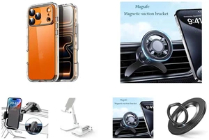 SZYG for Apple iPhone 17 Pro Max Hard Clear Phone Case Shockproof Heavy Duty 3 Layers Military-Grade Protection Cover for iPhone 17 Pro Max 6.9 Inch 2025 and 360° Rotation Strong Magnetic Mag Safe Air Vent Car Mount Dashboard Phone Holder and Phone Mount for Car,Military-Grade Car Phone Holder Mount Universal Automobile Dashboard Windshield Cell Phone Holder Truck Vent for iPhone 16 15 14 13 Pro Max Samsung and Cell Phone Stand, Foldable Height Angle Adjustable Cell Phone Holder for Desk, Portable Desktop Stand Compatible with All Mobile Phones, White and For MagSafe Phone Grip, Magnetic Phone Ring Holder | 360° Rotation, Double-Sided Magnet, Cell Phone Grip Finger Holder Kickstand for Apple iPhone 17 Pro Max SZYG for Apple iPhone 17 Pro Max Hard Clear Phone Case Shockproof Heavy Duty 3 Layers Military-Grade Protection Cover for iPhone 17 Pro Max 6.9 Inch 2025 and 360° Rotation Strong Magnetic Mag Safe Air Vent Car Mount Dashboard Phone Holder and Phone Mount for Car,Military-Grade Car Phone Holder Mount Universal Automobile Dashboard Windshield Cell Phone Holder Truck Vent for iPhone 16 15 14 13 Pro Max Samsung and Cell Phone Stand, Foldable Height Angle Adjustable Cell Phone Holder for Desk, Portable Desktop Stand Compatible with All Mobile Phones, White and For MagSafe Phone Grip, Magnetic Phone Ring Holder | 360° Rotation, Double-Sided Magnet, Cell Phone Grip Finger Holder Kickstand for Apple iPhone 17 Pro Max