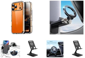 SZYG for Apple iPhone 17 Pro Max Hard Clear Phone Case Shockproof Heavy Duty 3 Layers Military-Grade Protection Cover for iPhone 17 Pro Max 6.9 Inch 2025 and 360° Metal Ball & Titanium Magsafe Airplane Phone Holder, Travel Essentials for Airplane Phone Mount, Universal Travel Phone Holder for Plane, Must Have for iPhone 17 16 15 14 13 and Phone Mount for Car,Military-Grade Car Phone Holder Mount Universal Automobile Dashboard Windshield Cell Phone Holder Truck Vent for iPhone 16 15 14 13 Pro Max Samsung and Metal Cell Phone Stand for Desk, Multi-Angel Adjustable 360° Rotation Non-Slip and Foldable Mobile Phone Stand, Compatible with iPhone 17 16 Pro Max and All Smartphones, Black and 360° Rotation Strong Magnetic Mag Safe Air Vent Car Mount Dashboard Phone Holder SZYG for Apple iPhone 17 Pro Max Hard Clear Phone Case Shockproof Heavy Duty 3 Layers Military-Grade Protection Cover for iPhone 17 Pro Max 6.9 Inch 2025 and 360° Metal Ball & Titanium Magsafe Airplane Phone Holder, Travel Essentials for Airplane Phone Mount, Universal Travel Phone Holder for Plane, Must Have for iPhone 17 16 15 14 13 and Phone Mount for Car,Military-Grade Car Phone Holder Mount Universal Automobile Dashboard Windshield Cell Phone Holder Truck Vent for iPhone 16 15 14 13 Pro Max Samsung and Metal Cell Phone Stand for Desk, Multi-Angel Adjustable 360° Rotation Non-Slip and Foldable Mobile Phone Stand, Compatible with iPhone 17 16 Pro Max and All Smartphones, Black and 360° Rotation Strong Magnetic Mag Safe Air Vent Car Mount Dashboard Phone Holder