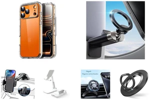 SZYG for Apple iPhone 17 Pro Max Hard Clear Phone Case Shockproof Heavy Duty 3 Layers Military-Grade Protection Cover for iPhone 17 Pro Max 6.9 Inch 2025 and 360° Metal Ball & Titanium Magsafe Airplane Phone Holder, Travel Essentials for Airplane Phone Mount, Universal Travel Phone Holder for Plane, Must Have for iPhone 17 16 15 14 13 and Phone Mount for Car,Military-Grade Car Phone Holder Mount Universal Automobile Dashboard Windshield Cell Phone Holder Truck Vent for iPhone 16 15 14 13 Pro Max Samsung and Cell Phone Stand, Foldable Height Angle Adjustable Cell Phone Holder for Desk, Portable Desktop Stand Compatible with All Mobile Phones, White and 360° Rotation Strong Magnetic Mag Safe Air Vent Car Mount Dashboard Phone Holder and For MagSafe Phone Grip, Magnetic Phone Ring Holder | 360° Rotation, Double-Sided Magnet, Cell Phone Grip Finger Holder Kickstand for Apple iPhone 17 Pro Max SZYG for Apple iPhone 17 Pro Max Hard Clear Phone Case Shockproof Heavy Duty 3 Layers Military-Grade Protection Cover for iPhone 17 Pro Max 6.9 Inch 2025 and 360° Metal Ball & Titanium Magsafe Airplane Phone Holder, Travel Essentials for Airplane Phone Mount, Universal Travel Phone Holder for Plane, Must Have for iPhone 17 16 15 14 13 and Phone Mount for Car,Military-Grade Car Phone Holder Mount Universal Automobile Dashboard Windshield Cell Phone Holder Truck Vent for iPhone 16 15 14 13 Pro Max Samsung and Cell Phone Stand, Foldable Height Angle Adjustable Cell Phone Holder for Desk, Portable Desktop Stand Compatible with All Mobile Phones, White and 360° Rotation Strong Magnetic Mag Safe Air Vent Car Mount Dashboard Phone Holder and For MagSafe Phone Grip, Magnetic Phone Ring Holder | 360° Rotation, Double-Sided Magnet, Cell Phone Grip Finger Holder Kickstand for Apple iPhone 17 Pro Max