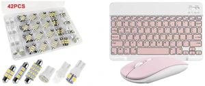 42PCS Interior LED Light Bulbs Combo - Map Dome Trunk License Plate and Slim Mini 32.8ft Wireless Keyboard and Mouse Combo Set For PC Laptop Computer, Pink 42PCS Interior LED Light Bulbs Combo - Map Dome Trunk License Plate and Slim Mini 32.8ft Wireless Keyboard and Mouse Combo Set For PC Laptop Computer, Pink