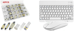 42PCS Interior LED Light Bulbs Combo - Map Dome Trunk License Plate and Slim Mini 32.8ft Wireless Keyboard and Mouse Combo Set For PC Laptop Computer, White 42PCS Interior LED Light Bulbs Combo - Map Dome Trunk License Plate and Slim Mini 32.8ft Wireless Keyboard and Mouse Combo Set For PC Laptop Computer, White