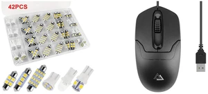 42PCS Interior LED Light Bulbs Combo - Map Dome Trunk License Plate and 1000 DPI Plug and Play Mouse - USB 2.0 Wired Optical for PC/Laptop/Desktop 42PCS Interior LED Light Bulbs Combo - Map Dome Trunk License Plate and 1000 DPI Plug and Play Mouse - USB 2.0 Wired Optical for PC/Laptop/Desktop