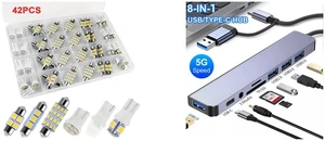 42PCS Interior LED Light Bulbs Combo - Map Dome Trunk License Plate and 7/8 Port USB-C Hub Adapter - 5G Speed Multi Splitter for PC, Laptop & MacBook 42PCS Interior LED Light Bulbs Combo - Map Dome Trunk License Plate and 7/8 Port USB-C Hub Adapter - 5G Speed Multi Splitter for PC, Laptop & MacBook