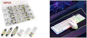 42PCS Interior LED Light Bulbs Combo - Map Dome Trunk License Plate and Gaming Keyboard and Mouse Set Cool Fighting Lighting Effects Colorful LED Lights, White 42PCS Interior LED Light Bulbs Combo - Map Dome Trunk License Plate and Gaming Keyboard and Mouse Set Cool Fighting Lighting Effects Colorful LED Lights, White