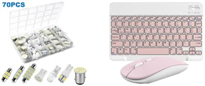 70PCS Interior LED Lights - Map Dome Trunk License Plate Bulb Set for Car and Slim Mini 32.8ft Wireless Keyboard and Mouse Combo Set For PC Laptop Computer, Pink 70PCS Interior LED Lights - Map Dome Trunk License Plate Bulb Set for Car and Slim Mini 32.8ft Wireless Keyboard and Mouse Combo Set For PC Laptop Computer, Pink