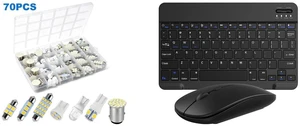 70PCS Interior LED Lights - Map Dome Trunk License Plate Bulb Set for Car and Slim Mini 32.8ft Wireless Keyboard and Mouse Combo Set For PC Laptop Computer, Black 70PCS Interior LED Lights - Map Dome Trunk License Plate Bulb Set for Car and Slim Mini 32.8ft Wireless Keyboard and Mouse Combo Set For PC Laptop Computer, Black