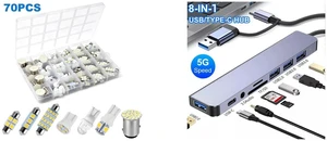 70PCS Interior LED Lights - Map Dome Trunk License Plate Bulb Set for Car and 7/8 Port USB-C Hub Adapter - 5G Speed Multi Splitter for PC, Laptop & MacBook 70PCS Interior LED Lights - Map Dome Trunk License Plate Bulb Set for Car and 7/8 Port USB-C Hub Adapter - 5G Speed Multi Splitter for PC, Laptop & MacBook