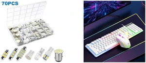 70PCS Interior LED Lights - Map Dome Trunk License Plate Bulb Set for Car and Gaming Keyboard and Mouse Set Cool Fighting Lighting Effects Colorful LED Lights, White 70PCS Interior LED Lights - Map Dome Trunk License Plate Bulb Set for Car and Gaming Keyboard and Mouse Set Cool Fighting Lighting Effects Colorful LED Lights, White