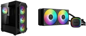 Gamdias AURA GC1 ELITE ATX Mid-Tower PC Case: Mesh Front, 4 ARGB Fans, Tempered Glass, GPU 340mm / 360mm AIO. GAMDIAS AURA GL240 V2 240mm AIO Liquid CPU Cooler: Rotatable Pump, 2 ARGB PWM Fans, Intel LGA 1851/1700, AMD AM5/AM4. Gamdias AURA GC1 ELITE ATX Mid-Tower PC Case: Mesh Front, 4 ARGB Fans, Tempered Glass, GPU 340mm / 360mm AIO. GAMDIAS AURA GL240 V2 240mm AIO Liquid CPU Cooler: Rotatable Pump, 2 ARGB PWM Fans, Intel LGA 1851/1700, AMD AM5/AM4.
