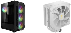 Gamdias AURA GC1 ELITE ATX Mid-Tower PC Case: Mesh Front, 4 ARGB Fans, Tempered Glass, GPU 340mm/360mm AIO. Boreas E2-410WH CPU Cooler: 4 Copper Pipes, 120mm Fan, Supports LGA 1700/1151/1150/1155/1156/1200/2011/2066/AM5/AM4 Gamdias AURA GC1 ELITE ATX Mid-Tower PC Case: Mesh Front, 4 ARGB Fans, Tempered Glass, GPU 340mm/360mm AIO. Boreas E2-410WH CPU Cooler: 4 Copper Pipes, 120mm Fan, Supports LGA 1700/1151/1150/1155/1156/1200/2011/2066/AM5/AM4