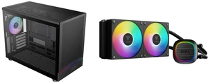 Gamdias ATHENA M4M mini ITX/mATX PC case, 3 PWM fans (57.56 CFM), fits 395mm GPU, ATX PSU, 360mm radiators. GAMDIAS AURA GL240 V2 240mm AIO Liquid CPU Cooler, Rotatable Pump, 2 ARGB PWM Fans, Intel LGA 1851/1700, AMD AM5/AM4 Gamdias ATHENA M4M mini ITX/mATX PC case, 3 PWM fans (57.56 CFM), fits 395mm GPU, ATX PSU, 360mm radiators. GAMDIAS AURA GL240 V2 240mm AIO Liquid CPU Cooler, Rotatable Pump, 2 ARGB PWM Fans, Intel LGA 1851/1700, AMD AM5/AM4