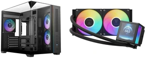 Gamdias ATLAS M3M Micro ATX Mini-ITX Case: 3-Side Tempered Glass, 3 ARGB Fans, Angled GPU Airflow, 400mm GPU. GAMDIAS CHIONE P5-240 Liquid Cooler: 240mm AIO, 3.4'' IPS LCD, Magnetic Pump, PWM & ARGB Sync, Intel LGA 1851, AMD AM5, Black Gamdias ATLAS M3M Micro ATX Mini-ITX Case: 3-Side Tempered Glass, 3 ARGB Fans, Angled GPU Airflow, 400mm GPU. GAMDIAS CHIONE P5-240 Liquid Cooler: 240mm AIO, 3.4'' IPS LCD, Magnetic Pump, PWM & ARGB Sync, Intel LGA 1851, AMD AM5, Black