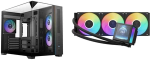Gamdias ATLAS M3M Micro ATX Mini-ITX Case: 3-Side Tempered Glass, 3 ARGB Fans, Angled GPU Airflow, 400mm GPU. GAMDIAS CHIONE P5-360 Liquid CPU Cooler: 360mm AIO, 3.4" IPS LCD, Magnetic Pump, PWM & ARGB Sync, Intel LGA 1851, AMD AM5, Black Gamdias ATLAS M3M Micro ATX Mini-ITX Case: 3-Side Tempered Glass, 3 ARGB Fans, Angled GPU Airflow, 400mm GPU. GAMDIAS CHIONE P5-360 Liquid CPU Cooler: 360mm AIO, 3.4" IPS LCD, Magnetic Pump, PWM & ARGB Sync, Intel LGA 1851, AMD AM5, Black