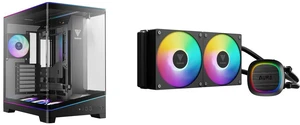 GAMDIAS Atlas P6 CG Mid-Tower Gaming PC: Mini-ITX, Micro-ATX, ATX, 4x120mm ARGB Fans, Curved Glass, Tool-Free, Type-C, 425mm GPU. GAMDIAS AURA GL240 V2 AIO Cooler: Rotatable Pump, 2x120mm ARGB Fans, Intel LGA 1851/1700, AMD AM5/AM4. GAMDIAS Atlas P6 CG Mid-Tower Gaming PC: Mini-ITX, Micro-ATX, ATX, 4x120mm ARGB Fans, Curved Glass, Tool-Free, Type-C, 425mm GPU. GAMDIAS AURA GL240 V2 AIO Cooler: Rotatable Pump, 2x120mm ARGB Fans, Intel LGA 1851/1700, AMD AM5/AM4.