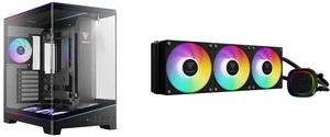 GAMDIAS Atlas P6 CG Mid-Tower Gaming PC: Mini-ITX, Micro-ATX, ATX, 4x120mm PWM ARGB Fans, Curved Tempered Glass, Tool-Free, Type-C, 425mm GPU. GAMDIAS Aura GLV2 360mm AIO Cooler: Rotatable Pump, 3x120mm Fans, PWM & ARGB Sync, Intel LGA 1851 GAMDIAS Atlas P6 CG Mid-Tower Gaming PC: Mini-ITX, Micro-ATX, ATX, 4x120mm PWM ARGB Fans, Curved Tempered Glass, Tool-Free, Type-C, 425mm GPU. GAMDIAS Aura GLV2 360mm AIO Cooler: Rotatable Pump, 3x120mm Fans, PWM & ARGB Sync, Intel LGA 1851