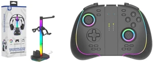 TOPWOLF RGB PS5 Controller Charging Station with Triple Docking Ports 4-in-1 Fast Charging Stand for DualSense Edge, Headset & Extra Charging Base, LED Light Gaming Desk Organizer, Black and HONSON Wireless Controller for Nintendo Switch - Hall Effect Joystick Anti-Drift,RGB Lighting,Programmable Back Buttons TOPWOLF RGB PS5 Controller Charging Station with Triple Docking Ports 4-in-1 Fast Charging Stand for DualSense Edge, Headset & Extra Charging Base, LED Light Gaming Desk Organizer, Black and HONSON Wireless Controller for Nintendo Switch - Hall Effect Joystick Anti-Drift,RGB Lighting,Programmable Back Buttons