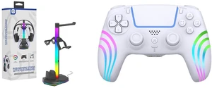 TOPWOLF RGB PS5 Controller Charging Station with Triple Docking Ports 4-in-1 Fast Charging Stand for DualSense Edge, Headset & Extra Charging Base, LED Light Gaming Desk Organizer, Black and TOPWOLF PS5 Bluetooth Controller with Hall Effect Joystick, Wireless & USB for PS5/PS5 Slim/Pro/PC, RGB, Dual Vibration, 6-Axis Motion Sensor, Macro & Turbo, Multi-Platform Gamepad White TOPWOLF RGB PS5 Controller Charging Station with Triple Docking Ports 4-in-1 Fast Charging Stand for DualSense Edge, Headset & Extra Charging Base, LED Light Gaming Desk Organizer, Black and TOPWOLF PS5 Bluetooth Controller with Hall Effect Joystick, Wireless & USB for PS5/PS5 Slim/Pro/PC, RGB, Dual Vibration, 6-Axis Motion Sensor, Macro & Turbo, Multi-Platform Gamepad White