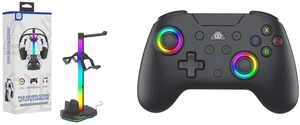 TOPWOLF RGB PS5 Controller Charging Station with Triple Docking Ports 4-in-1 Fast Charging Stand for DualSense Edge, Headset & Extra Charging Base, LED Light Gaming Desk Organizer, Black and TOPWOLF Wireless Controller for Switch 2 - Hall Effect Joystick Anti-Drift, Turbo & Programmable Buttons, RGB, for Switch/Switch 2/PC/Android TOPWOLF RGB PS5 Controller Charging Station with Triple Docking Ports 4-in-1 Fast Charging Stand for DualSense Edge, Headset & Extra Charging Base, LED Light Gaming Desk Organizer, Black and TOPWOLF Wireless Controller for Switch 2 - Hall Effect Joystick Anti-Drift, Turbo & Programmable Buttons, RGB, for Switch/Switch 2/PC/Android
