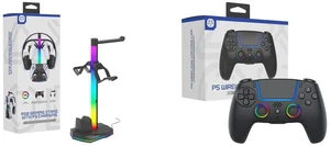 TOPWOLF RGB PS5 Controller Charging Station with Triple Docking Ports 4-in-1 Fast Charging Stand for DualSense Edge, Headset & Extra Charging Base, LED Light Gaming Desk Organizer, Black and TOPWOLF PS5 Bluetooth Controller with Hall Effect Joystick Wireless & USB for PS5 Slim/Pro and PC, RGB Lighting, Vibration, Macro Programmable, Multi-Platform Gaming TOPWOLF RGB PS5 Controller Charging Station with Triple Docking Ports 4-in-1 Fast Charging Stand for DualSense Edge, Headset & Extra Charging Base, LED Light Gaming Desk Organizer, Black and TOPWOLF PS5 Bluetooth Controller with Hall Effect Joystick Wireless & USB for PS5 Slim/Pro and PC, RGB Lighting, Vibration, Macro Programmable, Multi-Platform Gaming