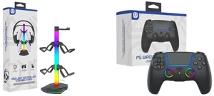 TOPWOLF RGB Gaming Controller Stand Headset Stand with 2 USB and 1 Type-C Ports, 4 Modes 7 Colors RGB Light, Compatible with PS5/PS4/Switch/XBOX/PC Controller and All Earphone Accessories and TOPWOLF PS5 Bluetooth Controller with Hall Effect Joystick Wireless & USB for PS5 Slim/Pro and PC, RGB Lighting, Vibration, Macro Programmable, Multi-Platform Gaming TOPWOLF RGB Gaming Controller Stand Headset Stand with 2 USB and 1 Type-C Ports, 4 Modes 7 Colors RGB Light, Compatible with PS5/PS4/Switch/XBOX/PC Controller and All Earphone Accessories and TOPWOLF PS5 Bluetooth Controller with Hall Effect Joystick Wireless & USB for PS5 Slim/Pro and PC, RGB Lighting, Vibration, Macro Programmable, Multi-Platform Gaming