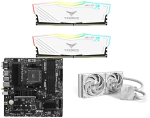Team T-Force Delta RGB 16GB (2x8GB) DDR4 3200 Desktop RAM, MSI PRO B550M PRO-VDH WIFI AM4 Micro ATX Motherboard, MONTECH HyperFlow Silent 240 White AIO Liquid CPU Cooler, 3100RPM Pump, Triple Fans, Intel & AMD Compatible Team T-Force Delta RGB 16GB (2x8GB) DDR4 3200 Desktop RAM, MSI PRO B550M PRO-VDH WIFI AM4 Micro ATX Motherboard, MONTECH HyperFlow Silent 240 White AIO Liquid CPU Cooler, 3100RPM Pump, Triple Fans, Intel & AMD Compatible