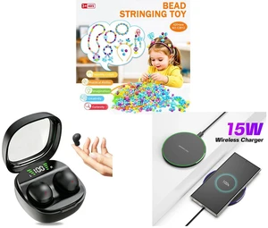 420Pcs Bracelet Making Kit Beads Charms Letters DIY Jewelry Craft Gift for Kids and Bluetooth 5.4 Tiny Invisible Earbuds - Discreet Hidden Headphones for Sleep & Work, Black and 15W Aluminum Wireless Charging Stand, Lightweight & Portable for Android & iOS 420Pcs Bracelet Making Kit Beads Charms Letters DIY Jewelry Craft Gift for Kids and Bluetooth 5.4 Tiny Invisible Earbuds - Discreet Hidden Headphones for Sleep & Work, Black and 15W Aluminum Wireless Charging Stand, Lightweight & Portable for Android & iOS