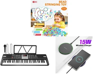 420Pcs Bracelet Making Kit Beads Charms Letters DIY Jewelry Craft Gift for Kids and Piano Keyboard for Kids 61 Key Electric Organ with Music Stand and Microphone and 15W Aluminum Wireless Charging Stand, Lightweight & Portable for Android & iOS 420Pcs Bracelet Making Kit Beads Charms Letters DIY Jewelry Craft Gift for Kids and Piano Keyboard for Kids 61 Key Electric Organ with Music Stand and Microphone and 15W Aluminum Wireless Charging Stand, Lightweight & Portable for Android & iOS