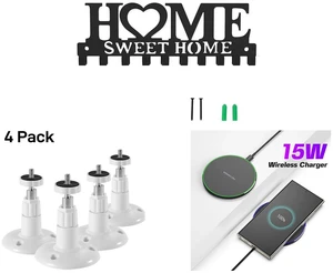 Wall Mounted Metal Key Holder with 10 Hooks Key Hanger For Home Office Hallway and 4Pcs Wall Mount Stand Bracket for Arlo Pro Security Camera Indoor Outdoor, White and 15W Aluminum Wireless Charging Stand, Lightweight & Portable for Android & iOS Wall Mounted Metal Key Holder with 10 Hooks Key Hanger For Home Office Hallway and 4Pcs Wall Mount Stand Bracket for Arlo Pro Security Camera Indoor Outdoor, White and 15W Aluminum Wireless Charging Stand, Lightweight & Portable for Android & iOS