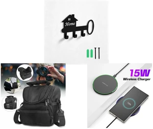 Wall Mounted Metal Key Holder with 3 Hooks Key Hanger for Home Office Hallway and Camera Protective Bag Shoulder Pouch Zipper Case for Nikon Canon Sony Rebel DSLR and 15W Aluminum Wireless Charging Stand, Lightweight & Portable for Android & iOS Wall Mounted Metal Key Holder with 3 Hooks Key Hanger for Home Office Hallway and Camera Protective Bag Shoulder Pouch Zipper Case for Nikon Canon Sony Rebel DSLR and 15W Aluminum Wireless Charging Stand, Lightweight & Portable for Android & iOS