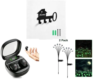 Wall Mounted Metal Key Holder with 3 Hooks Key Hanger for Home Office Hallway and Bluetooth 5.4 Tiny Invisible Earbuds - Discreet Hidden Headphones for Sleep & Work, Black and 2 Pack LED Solar Eyeballs Light Garden Outdoor Waterproof Halloween Decor Lamp Wall Mounted Metal Key Holder with 3 Hooks Key Hanger for Home Office Hallway and Bluetooth 5.4 Tiny Invisible Earbuds - Discreet Hidden Headphones for Sleep & Work, Black and 2 Pack LED Solar Eyeballs Light Garden Outdoor Waterproof Halloween Decor Lamp