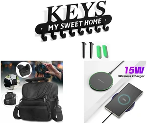 Wall Mounted Metal Key Holder with 8 Hooks Key Hanger for Home Office Hallway and Camera Protective Bag Shoulder Pouch Zipper Case for Nikon Canon Sony Rebel DSLR and 15W Aluminum Wireless Charging Stand, Lightweight & Portable for Android & iOS Wall Mounted Metal Key Holder with 8 Hooks Key Hanger for Home Office Hallway and Camera Protective Bag Shoulder Pouch Zipper Case for Nikon Canon Sony Rebel DSLR and 15W Aluminum Wireless Charging Stand, Lightweight & Portable for Android & iOS