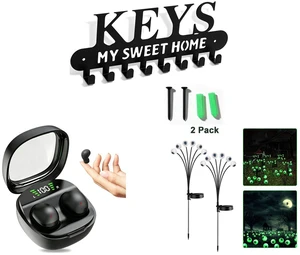 Wall Mounted Metal Key Holder with 8 Hooks Key Hanger for Home Office Hallway and Bluetooth 5.4 Tiny Invisible Earbuds - Discreet Hidden Headphones for Sleep & Work, Black and 2 Pack LED Solar Eyeballs Light Garden Outdoor Waterproof Halloween Decor Lamp Wall Mounted Metal Key Holder with 8 Hooks Key Hanger for Home Office Hallway and Bluetooth 5.4 Tiny Invisible Earbuds - Discreet Hidden Headphones for Sleep & Work, Black and 2 Pack LED Solar Eyeballs Light Garden Outdoor Waterproof Halloween Decor Lamp