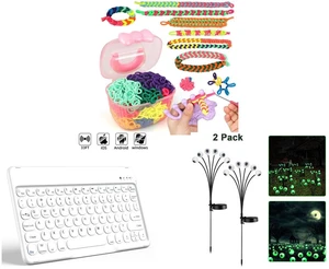 1200 Elastic Cloth Loom Bands Kit- Colorful Bracelet Making Craft Gift for Child and Wireless Bluetooth Keyboard 10 Inch - Round Cap Type-C Charging Cable Included and 2 Pack LED Solar Eyeballs Light Garden Outdoor Waterproof Halloween Decor Lamp 1200 Elastic Cloth Loom Bands Kit- Colorful Bracelet Making Craft Gift for Child and Wireless Bluetooth Keyboard 10 Inch - Round Cap Type-C Charging Cable Included and 2 Pack LED Solar Eyeballs Light Garden Outdoor Waterproof Halloween Decor Lamp