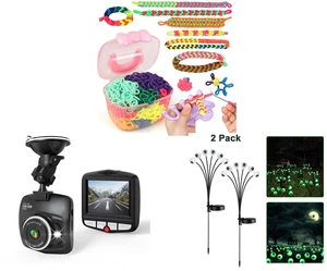 1200 Elastic Cloth Loom Bands Kit- Colorful Bracelet Making Craft Gift for Child and Dash Cams Front Car Camera with Night Vision G-Sensor 1080P 2.4", Black and 2 Pack LED Solar Eyeballs Light Garden Outdoor Waterproof Halloween Decor Lamp 1200 Elastic Cloth Loom Bands Kit- Colorful Bracelet Making Craft Gift for Child and Dash Cams Front Car Camera with Night Vision G-Sensor 1080P 2.4", Black and 2 Pack LED Solar Eyeballs Light Garden Outdoor Waterproof Halloween Decor Lamp