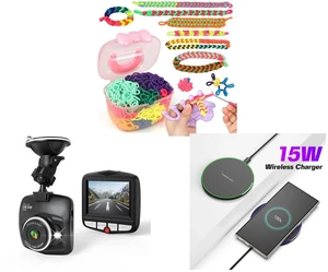 1200 Elastic Cloth Loom Bands Kit- Colorful Bracelet Making Craft Gift for Child and Dash Cams Front Car Camera with Night Vision G-Sensor 1080P 2.4", Black and 15W Aluminum Wireless Charging Stand, Lightweight & Portable for Android & iOS 1200 Elastic Cloth Loom Bands Kit- Colorful Bracelet Making Craft Gift for Child and Dash Cams Front Car Camera with Night Vision G-Sensor 1080P 2.4", Black and 15W Aluminum Wireless Charging Stand, Lightweight & Portable for Android & iOS