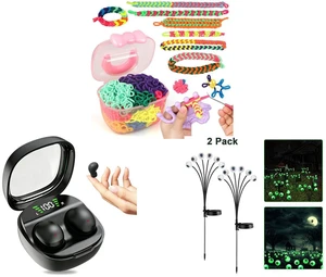 1200 Elastic Cloth Loom Bands Kit- Colorful Bracelet Making Craft Gift for Child and Bluetooth 5.4 Tiny Invisible Earbuds - Discreet Hidden Headphones for Sleep & Work, Black and 2 Pack LED Solar Eyeballs Light Garden Outdoor Waterproof Halloween Decor Lamp 1200 Elastic Cloth Loom Bands Kit- Colorful Bracelet Making Craft Gift for Child and Bluetooth 5.4 Tiny Invisible Earbuds - Discreet Hidden Headphones for Sleep & Work, Black and 2 Pack LED Solar Eyeballs Light Garden Outdoor Waterproof Halloween Decor Lamp