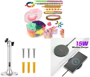 1200 Elastic Cloth Loom Bands Kit- Colorful Bracelet Making Craft Gift for Child and Universal Projector Mount Bracket, Aluminum Ceiling Wall Holder- Home Projectors and 15W Aluminum Wireless Charging Stand, Lightweight & Portable for Android & iOS 1200 Elastic Cloth Loom Bands Kit- Colorful Bracelet Making Craft Gift for Child and Universal Projector Mount Bracket, Aluminum Ceiling Wall Holder- Home Projectors and 15W Aluminum Wireless Charging Stand, Lightweight & Portable for Android & iOS